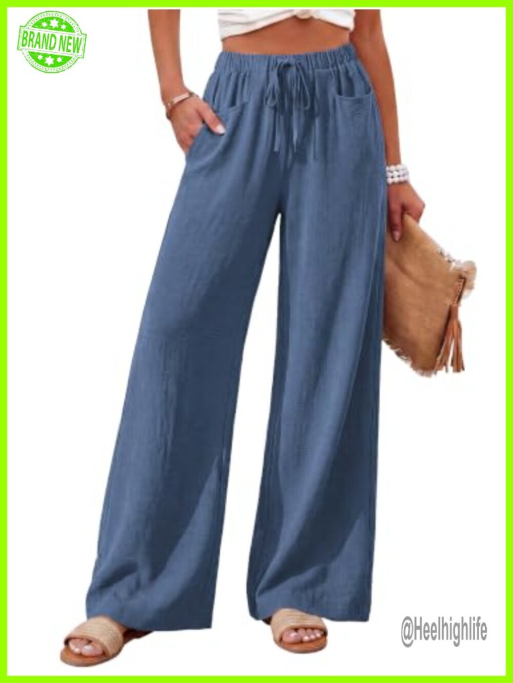 Wide Leg Palazzo Pants High Waisted Drawstring Loose Fit